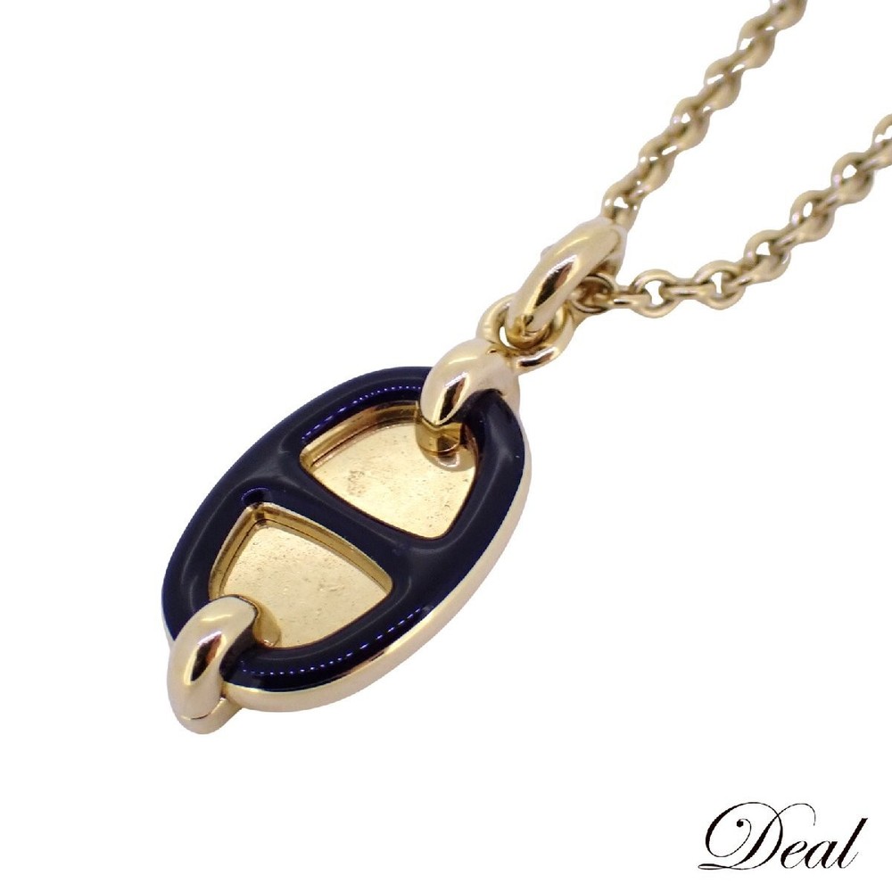 HERMES Mini Maillon PM Necklace Black Women's Jewelry Used