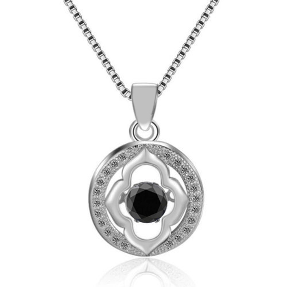 2.30Ct Round Shape Natural Jet Black Diamond Pendant In 925 Sterling Silver