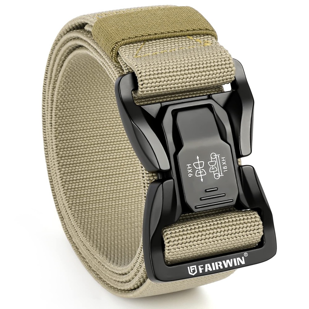 FAIRWIN Men Belt,Quick Release Tactical Belt, Military Work Stretch Nylon Web...