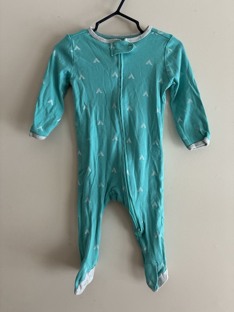 Cloud Island Unisex Baby Patterned 100% Cotton Zip Long Sleeve 1-Piece Aqua 3-6M