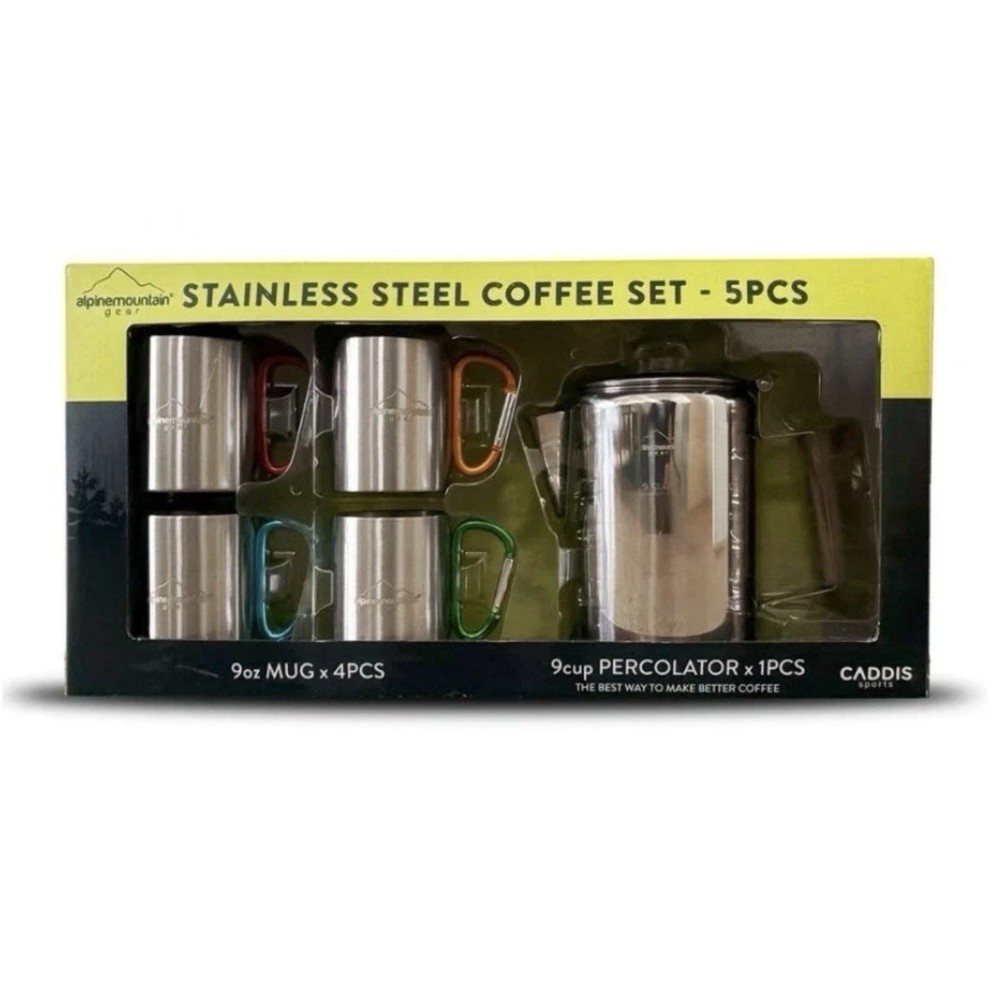 Alpine Mountain Gear 5-piece Stainless Steel Coffee Set 9 Cup Percolator New