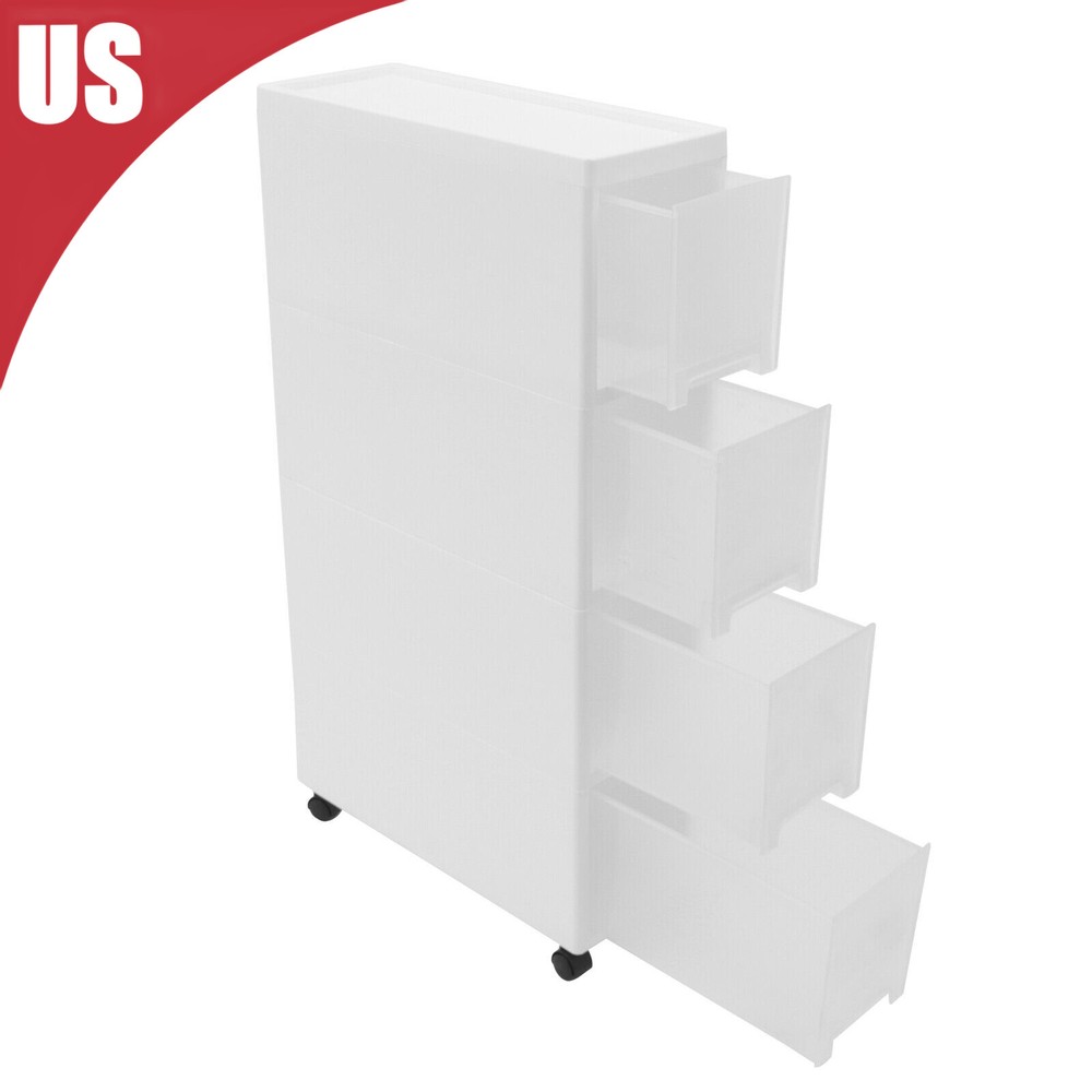 4 Drawer Narrow Slim Mobile Storage Organizer Rolling Shelf Storage Cart w/Wheel