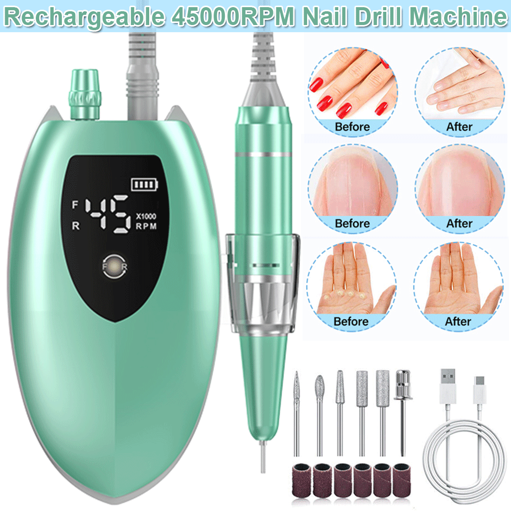 0-45000RPM Rechargeable Nail Drill Manicure Pedicure Kit Portable BK0100