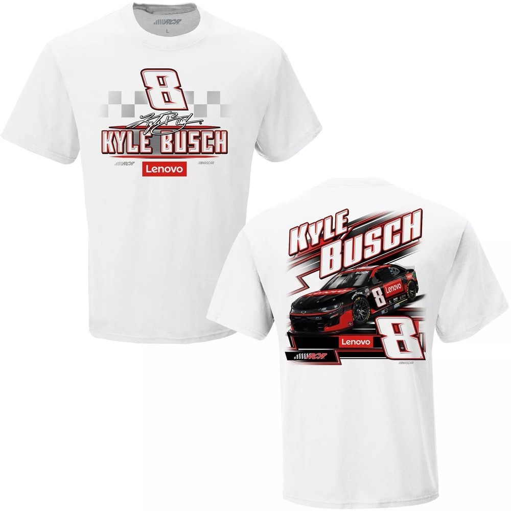 Kyle Busch #8 Lenovo NASCAR White Short Sleeve T-Shirt  