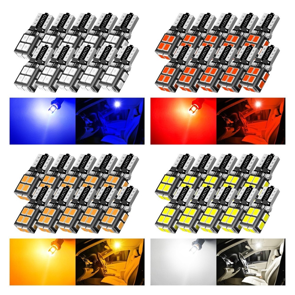 2/10x LED T10 194 W5W Interior Map License Plate Light Bulb Red/White/Amber/Blue