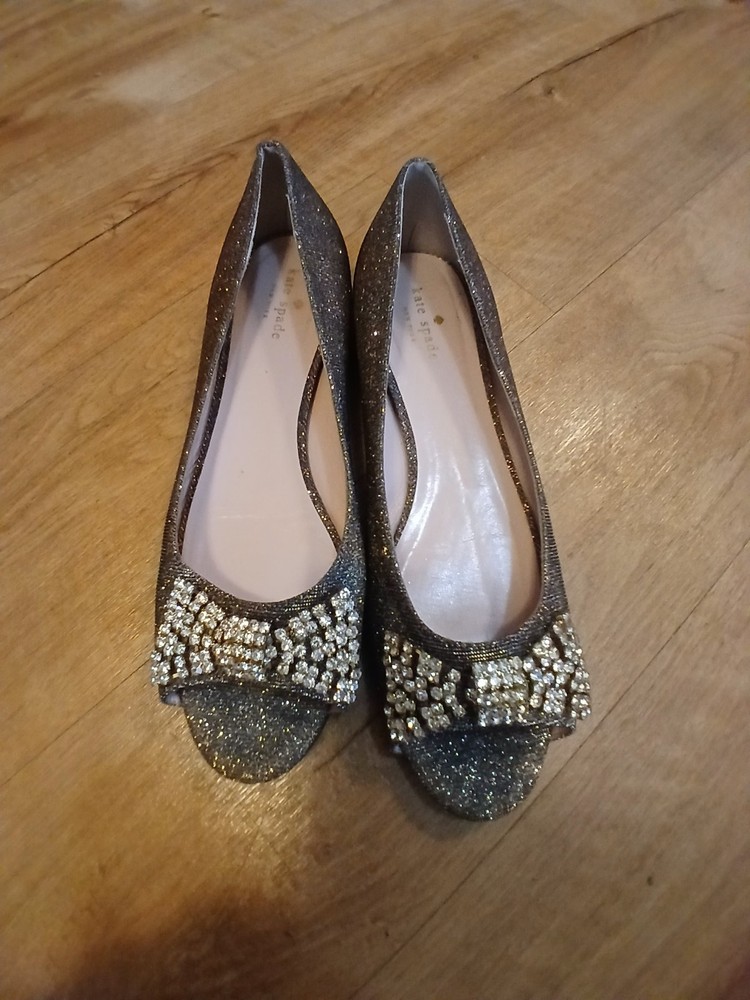 Kate Spade Elegant Women's Glitter Flats Bows Size 10.5 Holiday