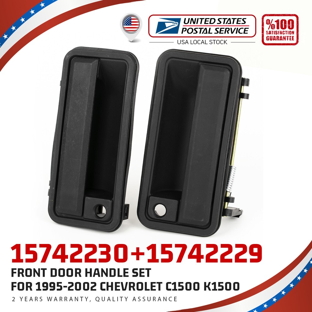 Black Exterior Door Handles for 1995-2000 Chevy C1500 K1500 Suburban Tahoe Replacement