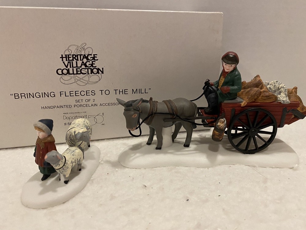Dept 56 Bringing Fleeces to the Mill Porcelain Set of 2 Accessory 5819-0