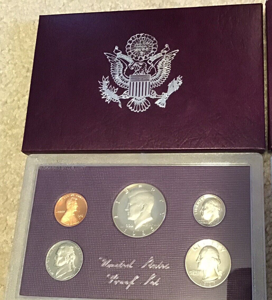 1985 Proof Set U.S. Mint Original Government Packaging OGP Collectible~5 Coins