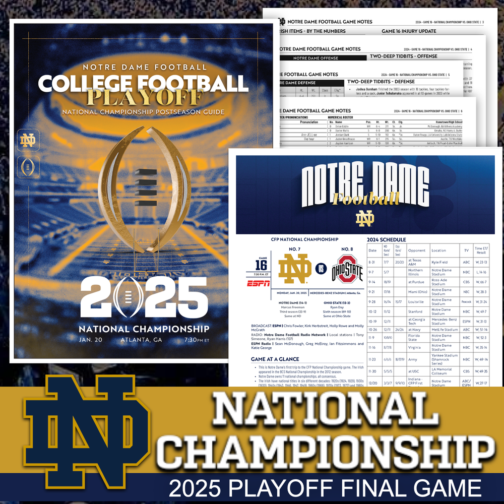 2025 Notre Dame National Championship Program Media Game Notes Football Playoff