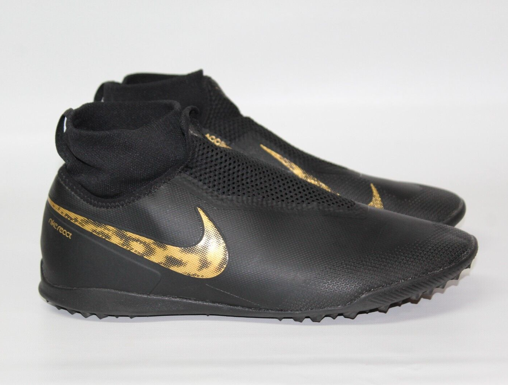 Nike React Phantom Vision Pro ACC DF TF Turf Black Soccer Cleats Men's Size 12