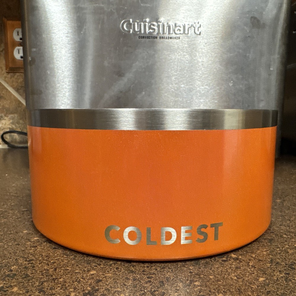 Coldest Dog Bowl - Anti Rust Metal, Non Slip, 3 Layers 64 oz, Galaxy Orange