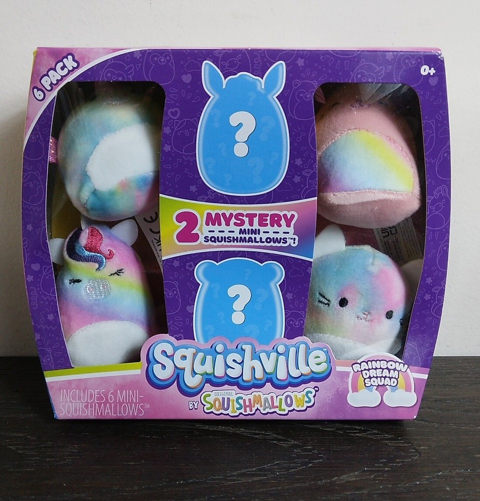 6-Pack Squishmallows Squishville 2-inch Rainbow Dream Squad with 2 Mystery Toys