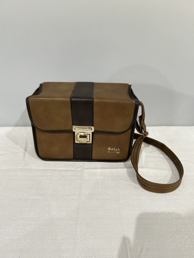 Vintage Brown Leather Kodak Camera Shoulder Carry Case Bag