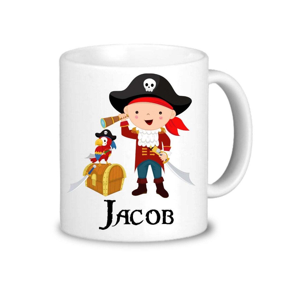 Pirate Personalized Mug Black Red Boy Pirate Drinkware Cup You Pick Boy Plastic