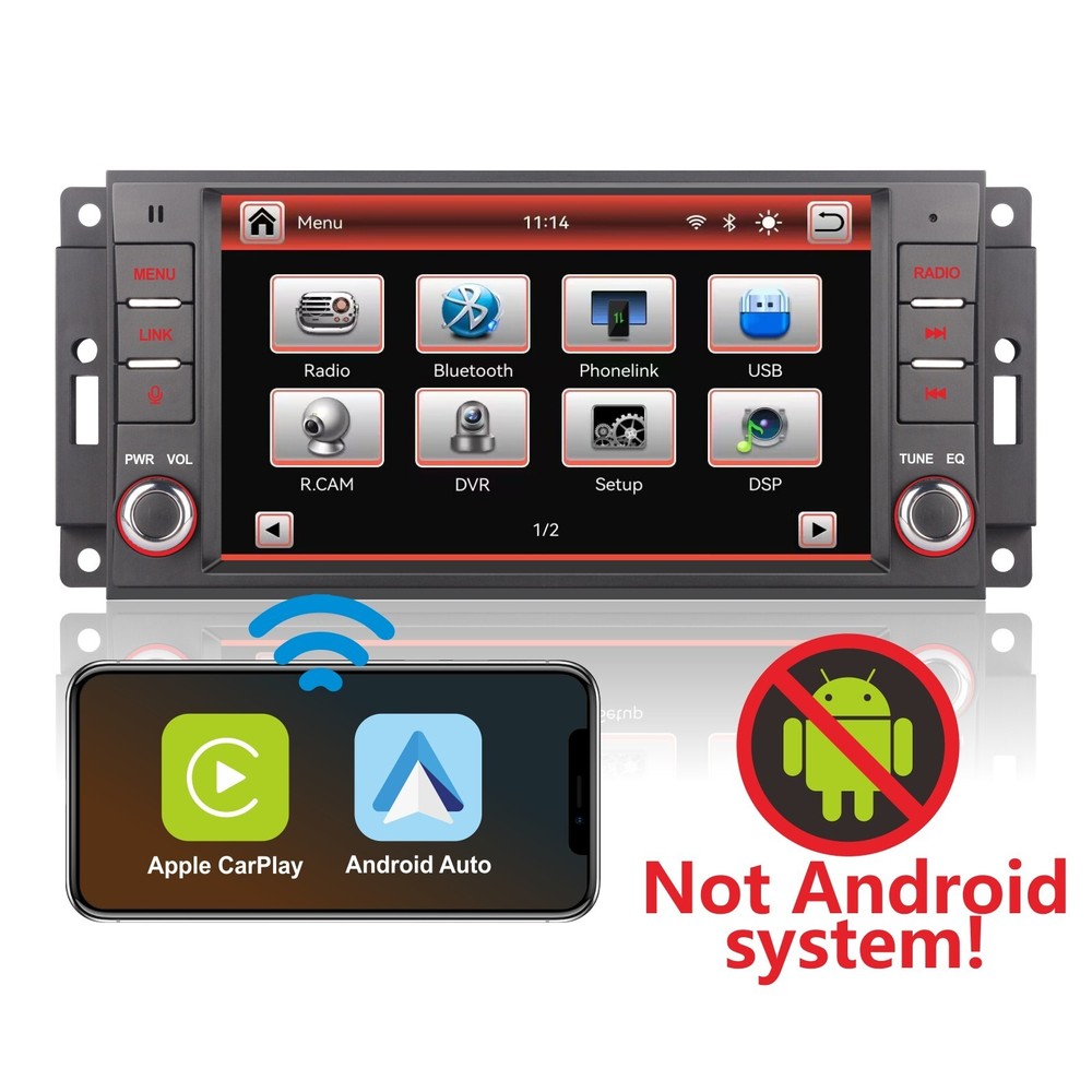 Jeep Wrangler Dodge Car Stereo with FM AM Bluetooth IPS Screen Android Auto CarPlay