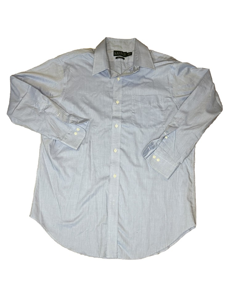 Mens Polo Ralph Lauren Dress Shirt 16.5 32 33 Blue Button Cotton