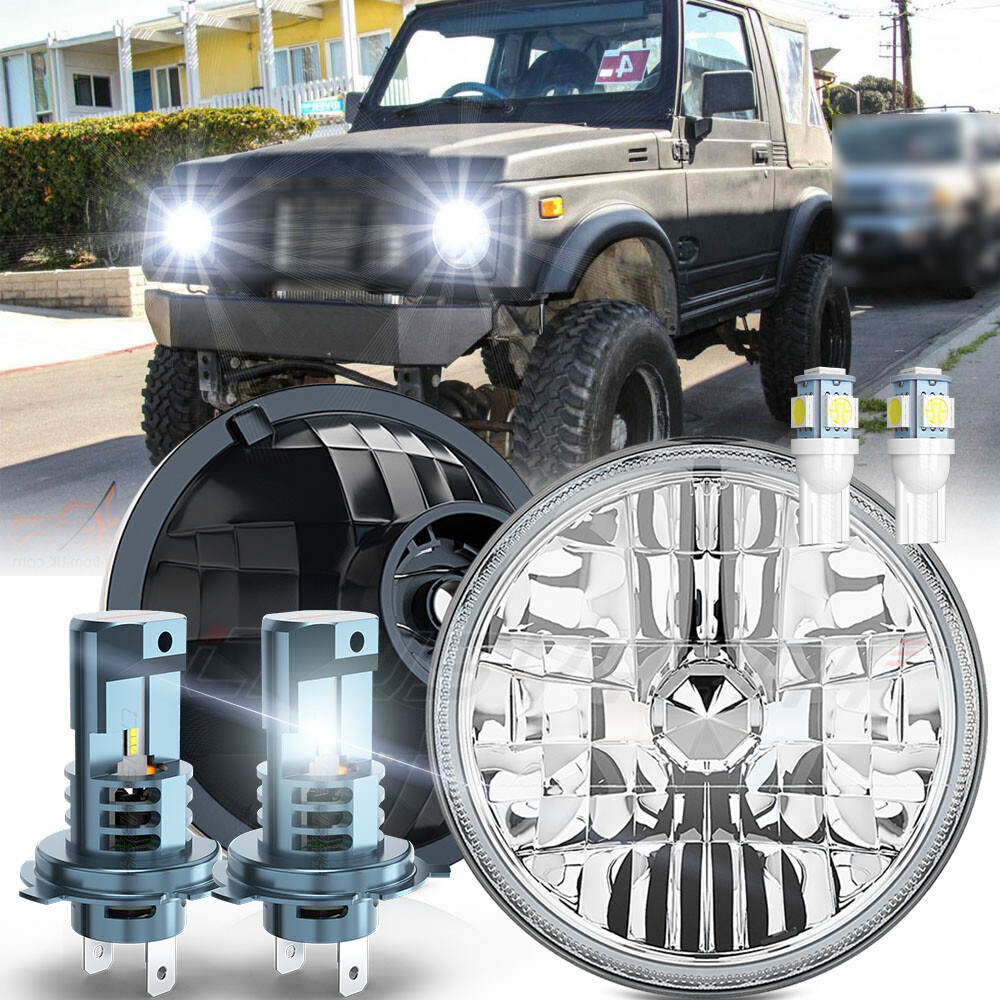 FIT for Suzuki Samurai 1986-1995 Pair 7 inch LED Headlights Round DOT Approved
