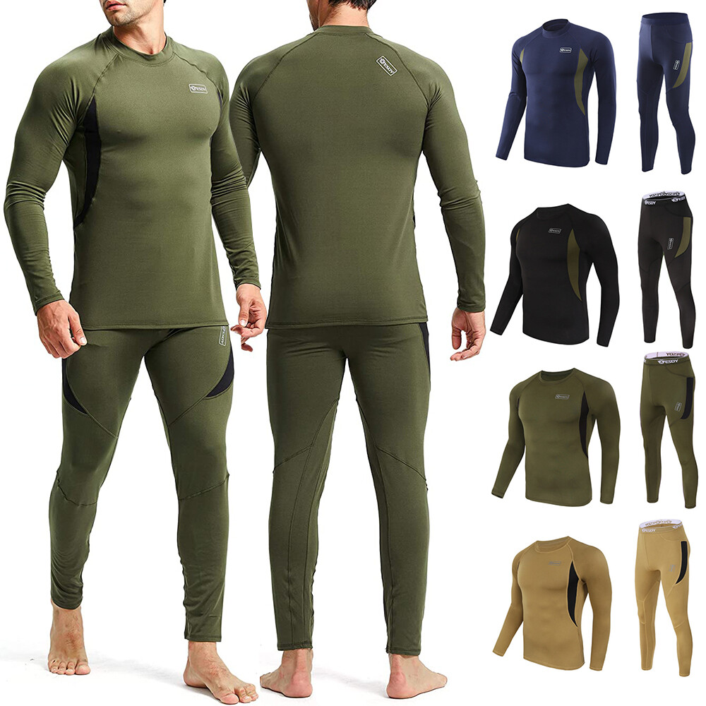 Winter Men Merino Wool Long Sleeve Thermal Top+Long Johns Pants Underwear Warm