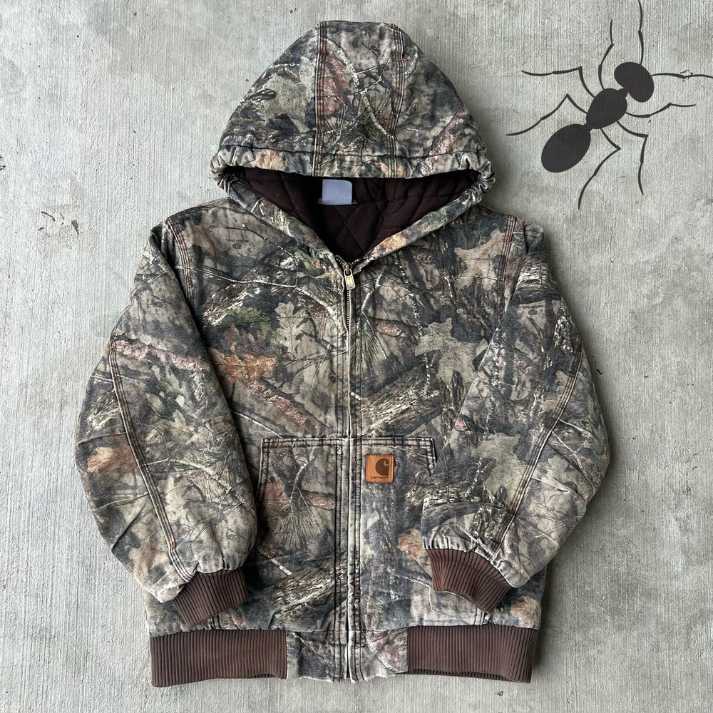 Vintage Y2K YOUTH camo Carhartt hooded work wear jacket