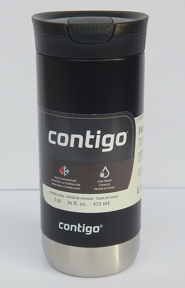 Contigo HURON 16 oz Leak-Proof Travel Mug BPA Free Black Silver New