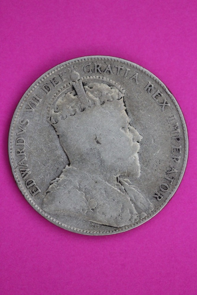 1906 Canada Silver Half Dollar Scarce Semi Key Date Coin .925 Fine Silver 50c 93