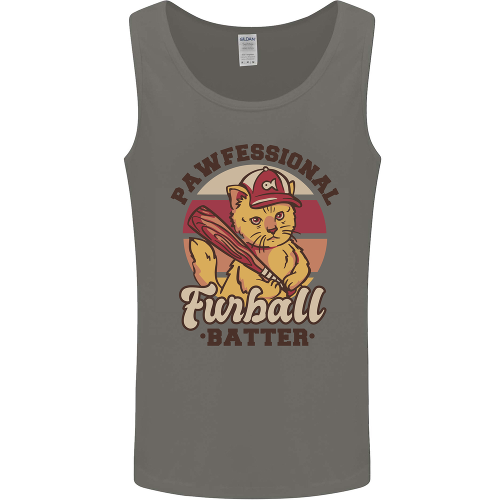 Furball Batter Funny Cat Baseball Humour Mens Vest Tank Top