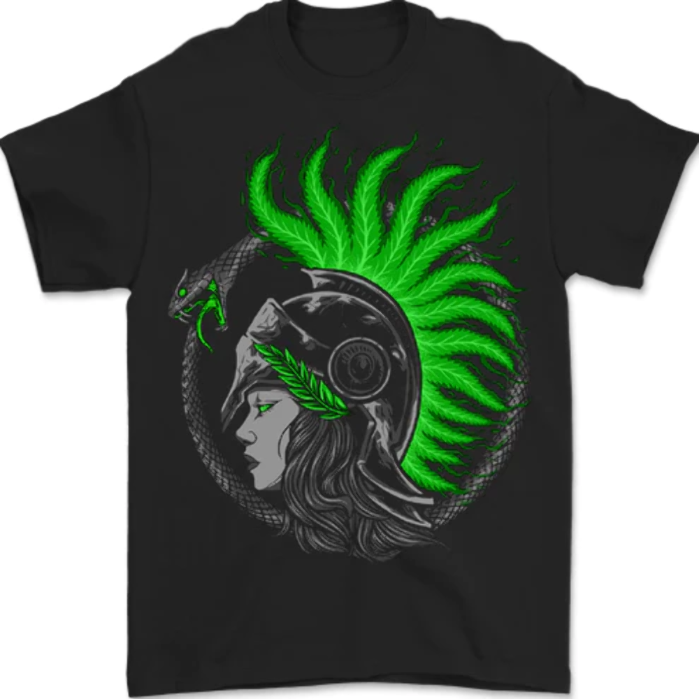 Athena Warrior With a Snake Greek Mythology Mens T-Shirt 100% Cotton