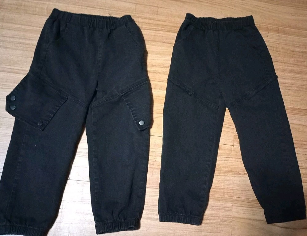 (2)pairs of Toddler's Boys Black Casual Pants 130(Sz6-7)