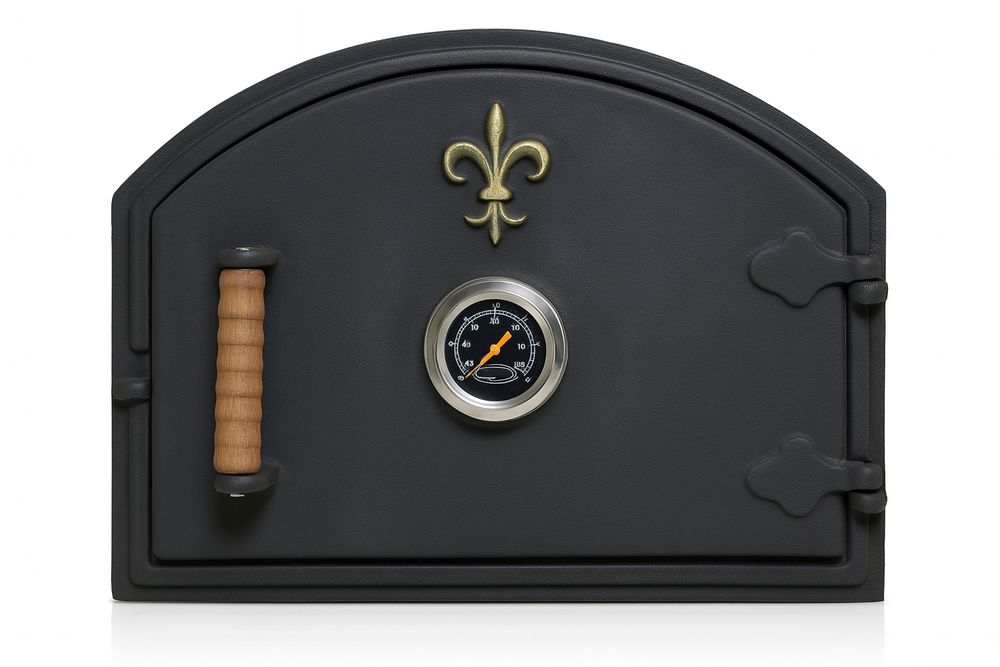 Heavy Duty Cast Iron Pizza Oven Door with Thermometer for Wood Fired Clay Ovens