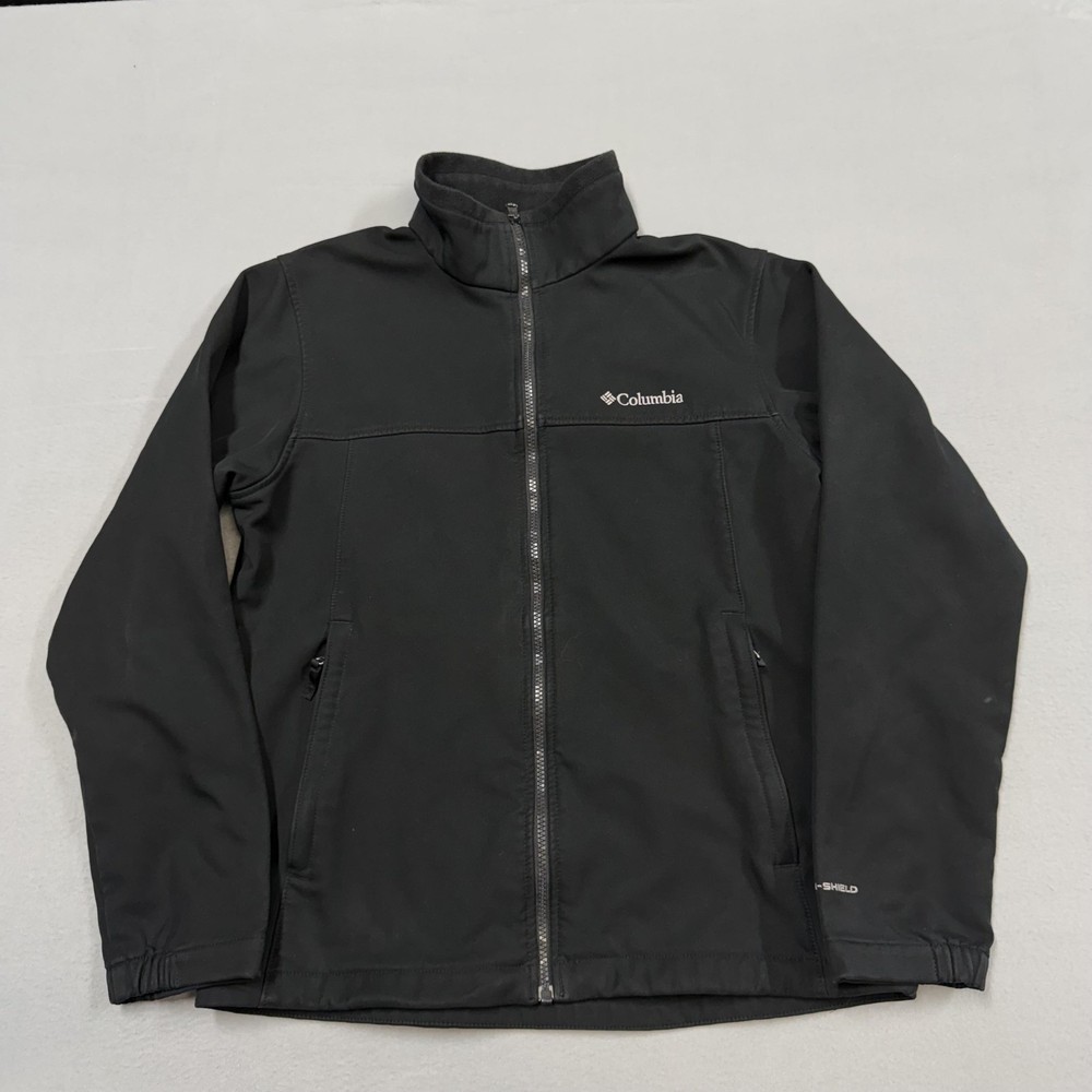 Columbia Jacket Mens Medium Black Softshell Full Zip Omni-Shield Outdoor