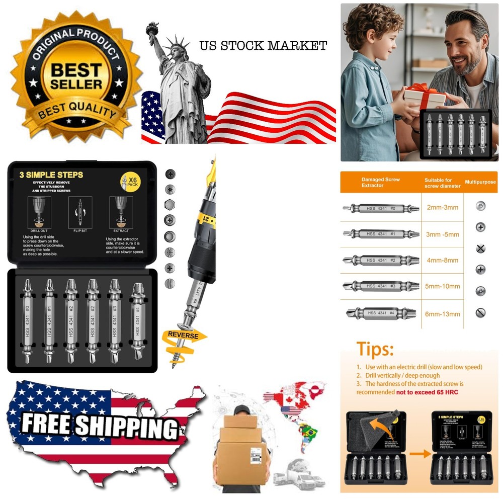 Fathers Day Dad Gifts for Dad from Daughter Son - Screw Extractor Set - Tools...-image