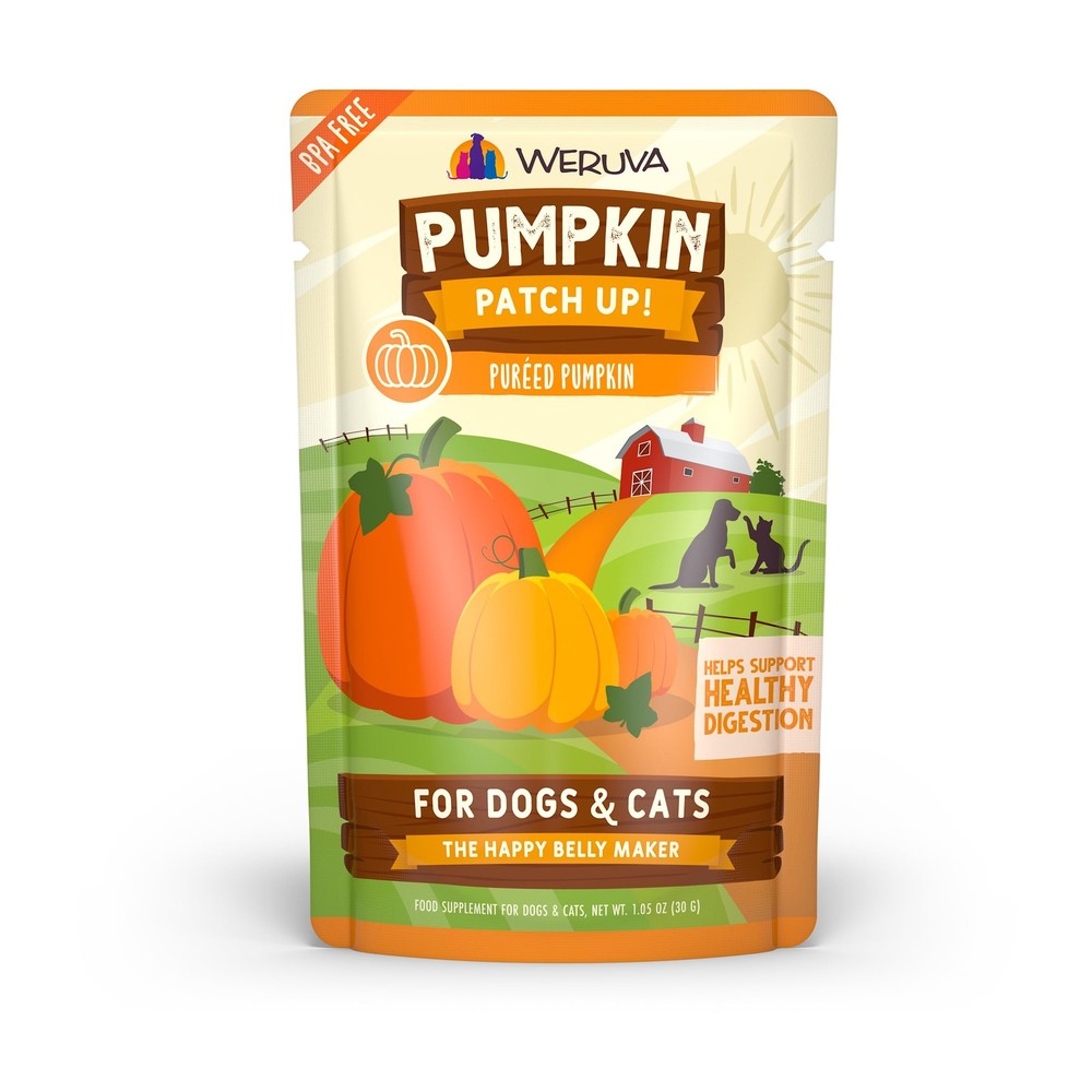 Pumpkin Puree Pet Food Supplement for Dogs & Cats, 12 x 1.05oz Pouches