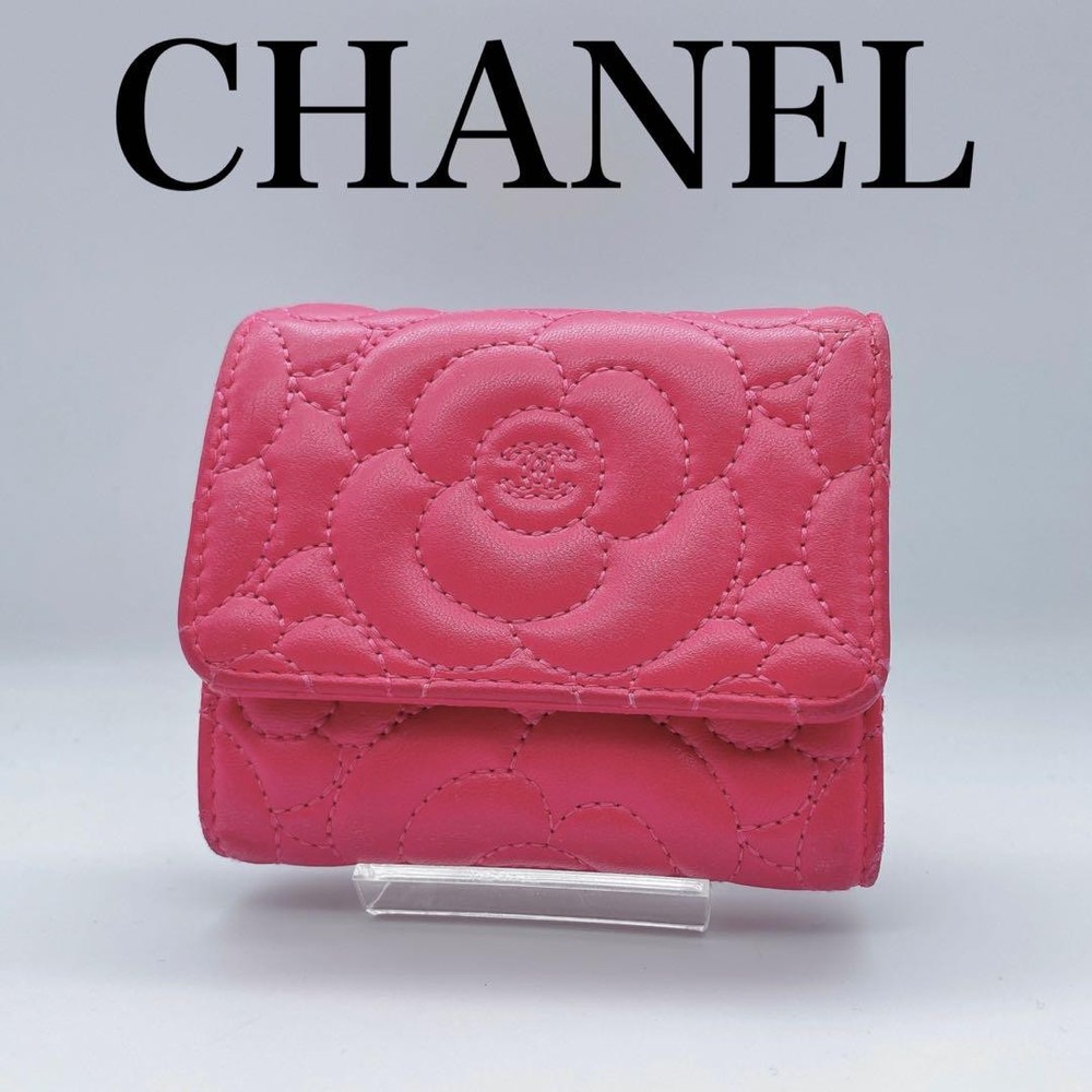 Chanel Camellia Coco Mark Tri-Fold Wallet Pink Number 23
