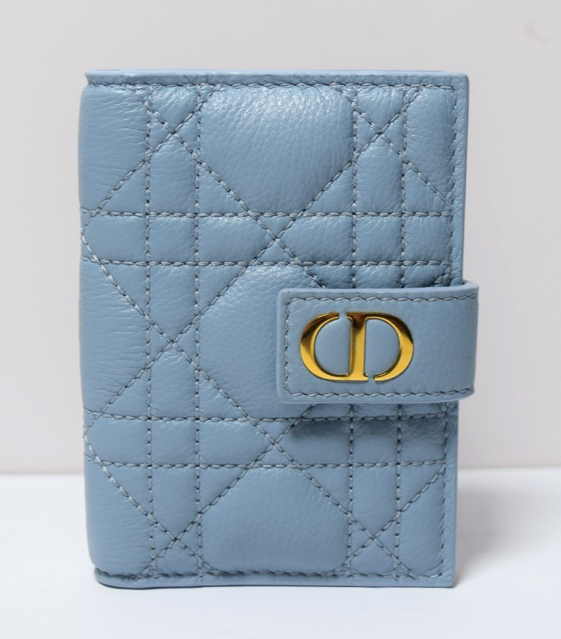 Dior Caro Dandelion Cannage Quilt Leather Card Holder