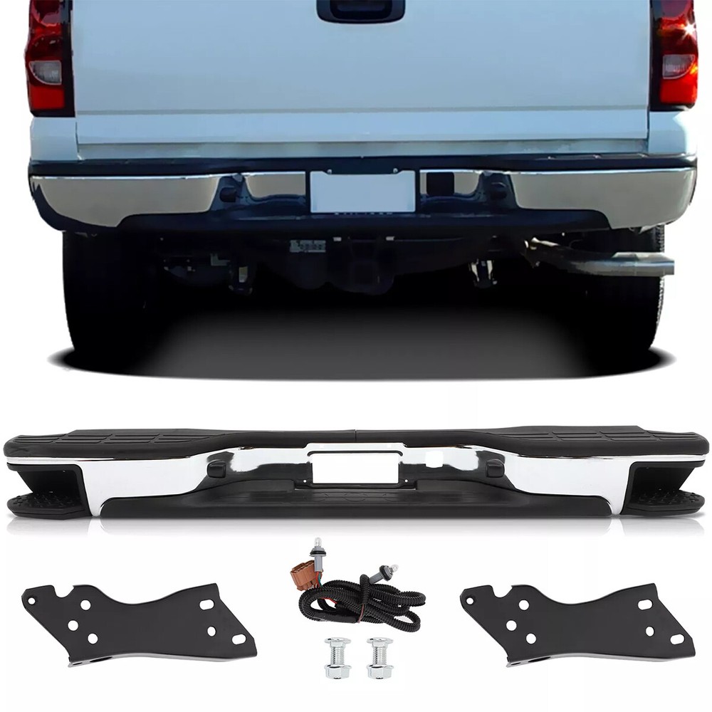 Rear Bumper with Corner Step Pads For 1999-2006 Chevy Silverado GMC Sierra 1500