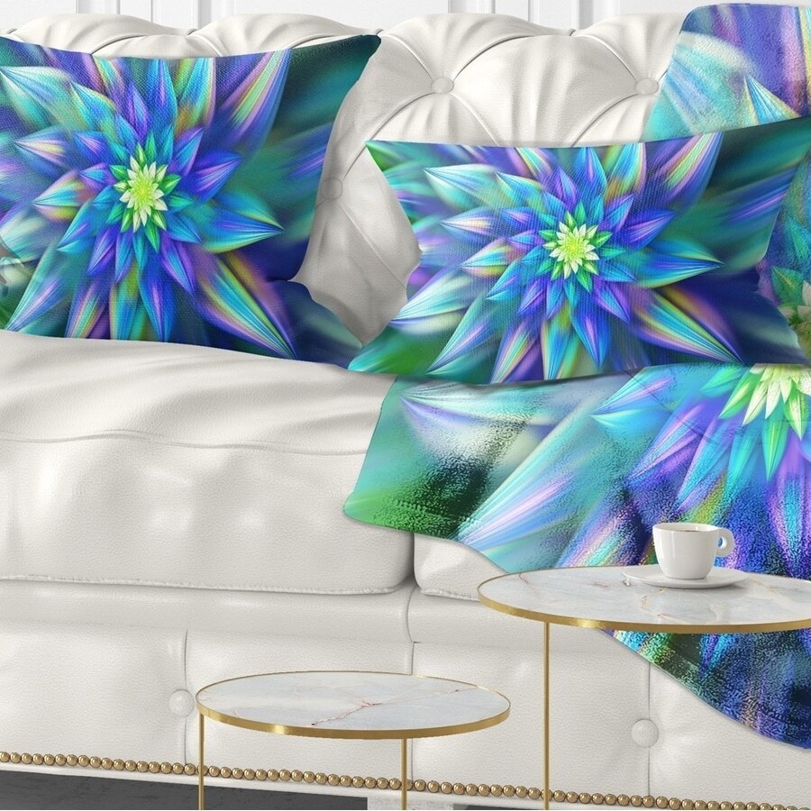 Designart 'Huge Light Blue Fractal Flower' Floral Throw