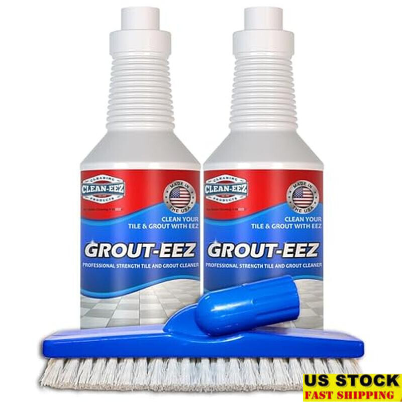 Heavy Duty Grout Cleaner 2 Pack Tile Stain Remover Scrub Brush 32oz