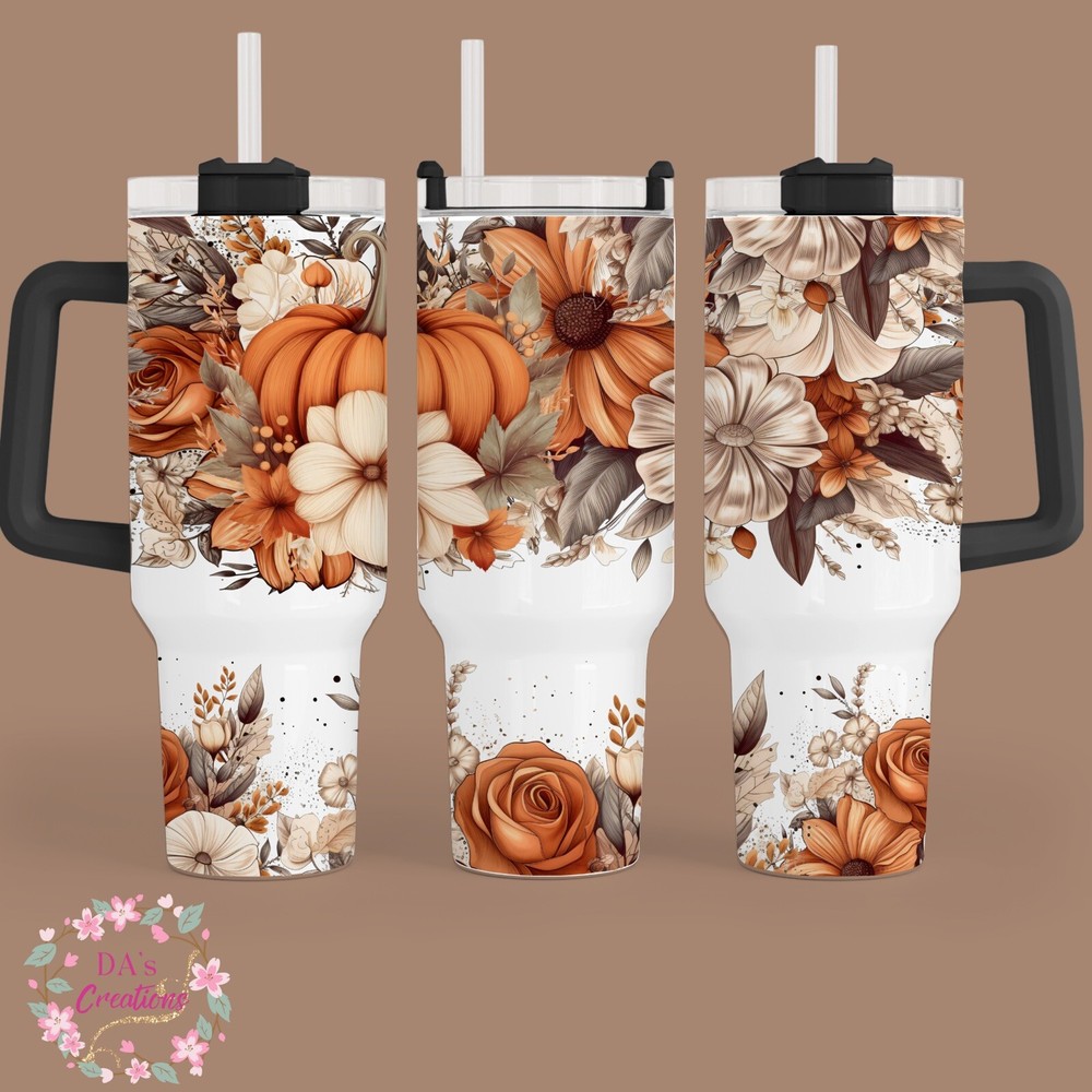 Autumn 40oz Tumbler, Pumpkins, Fall, Pumpkin Spice, Stainless Steel, travel Mug