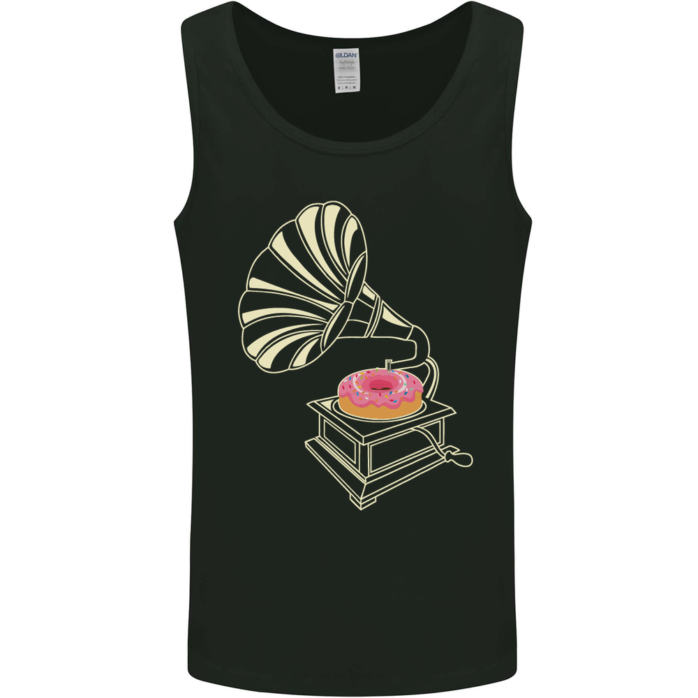 Gramophone Donut Music DJ Vinyl Funny Mens Vest Tank Top