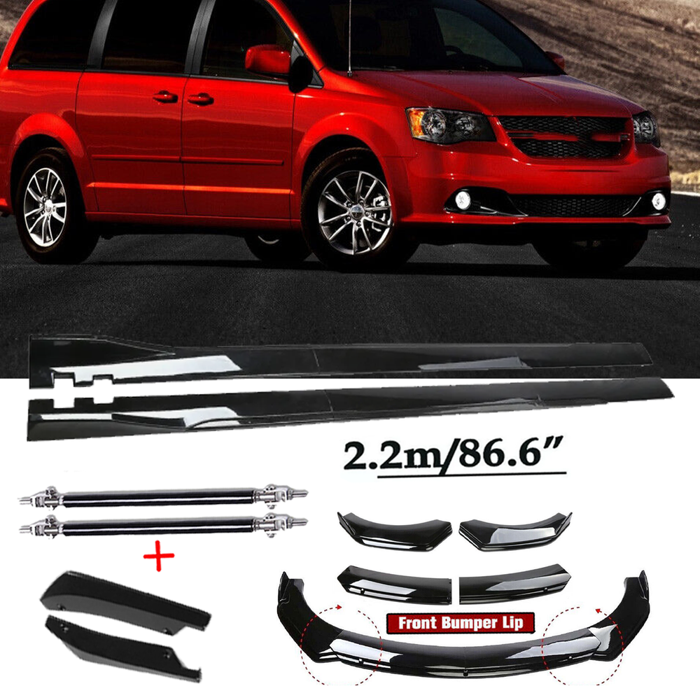 Front Bumper Spoiler Body Kit /Side Skirt For Dodge Grand Car Glossy Black