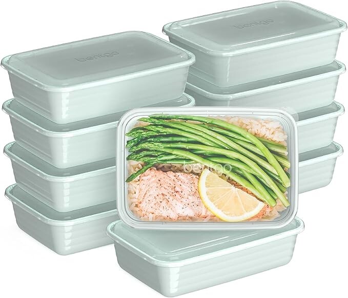 20-Piece BPA-Free Reusable Food Containers Set - Microwave & Dishwasher Safe in Mint