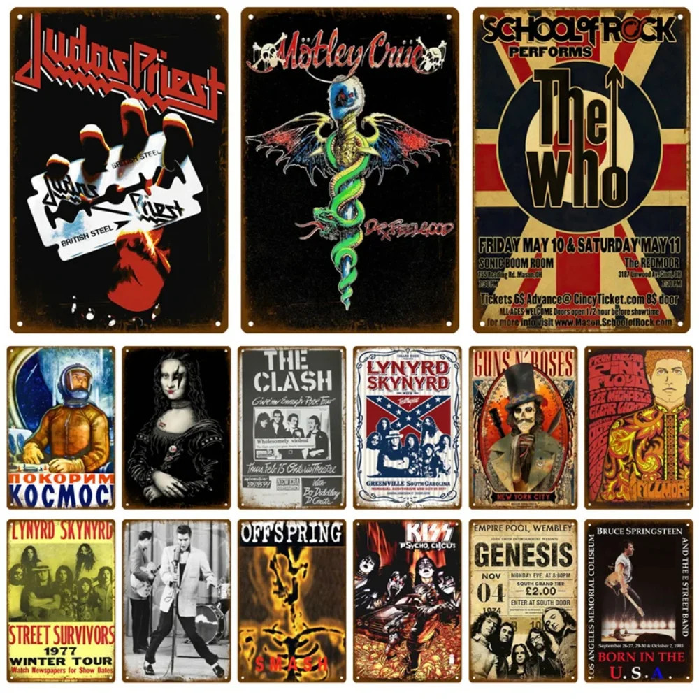 MusicVibeDecor Tin Metal Signs - Rock Band Vintage Poster Tin Plates - Premium
