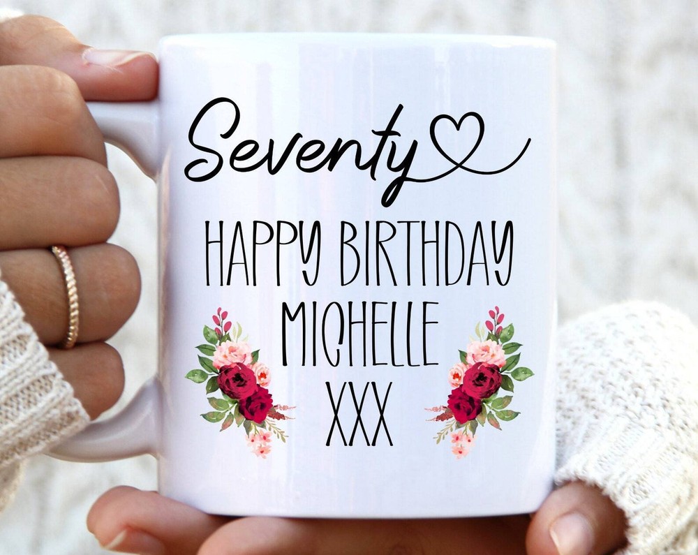 Personalised Floral 70th Birthday Mug - Thoughtful Gift Idea
