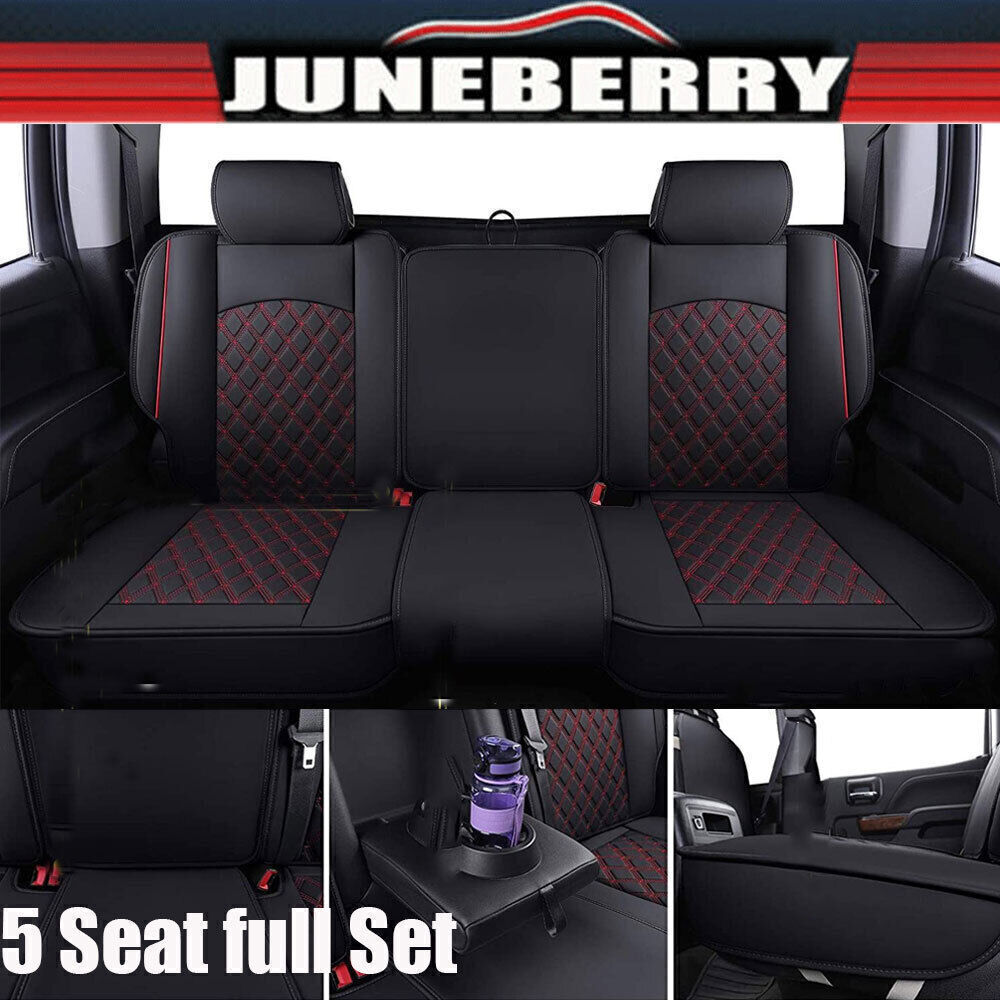 Full Set Car Seat Covers Leather For 2007-2021 Chevy Silverado GMC Sierra 1500*/