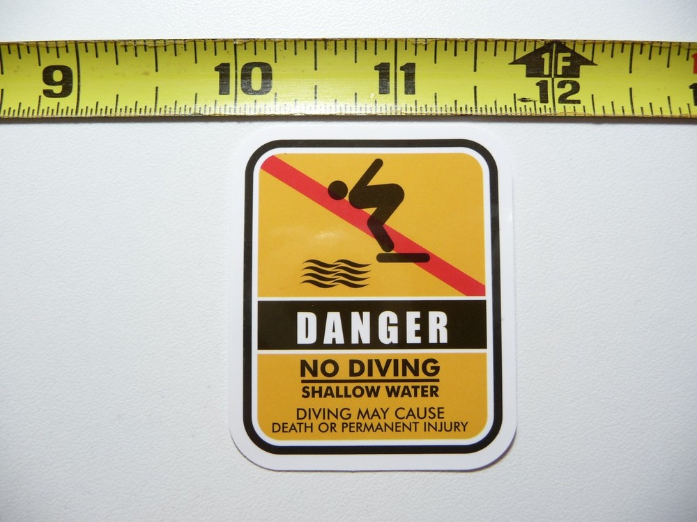 DANGER NO DIVING SHALLOW WATER STICKER DECAL BUSINESS COMPANY POLICY BUILDING