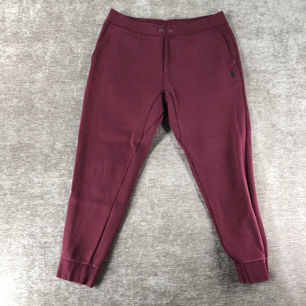 Polo Ralph Lauren Men's Double Knit Jogger Sweatpants Marune Red Size L