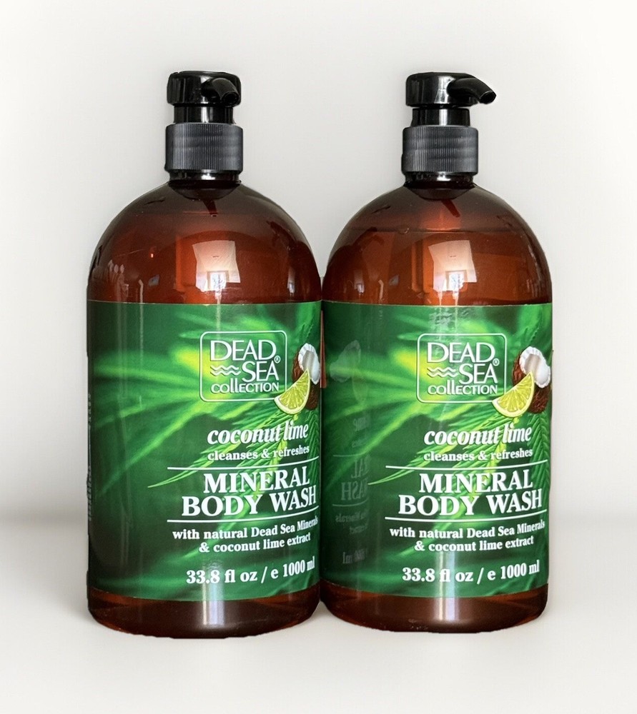 2 PACK Dead Sea Collection 33.8oz Coconut Lime Extract Natural Mineral Body Wash