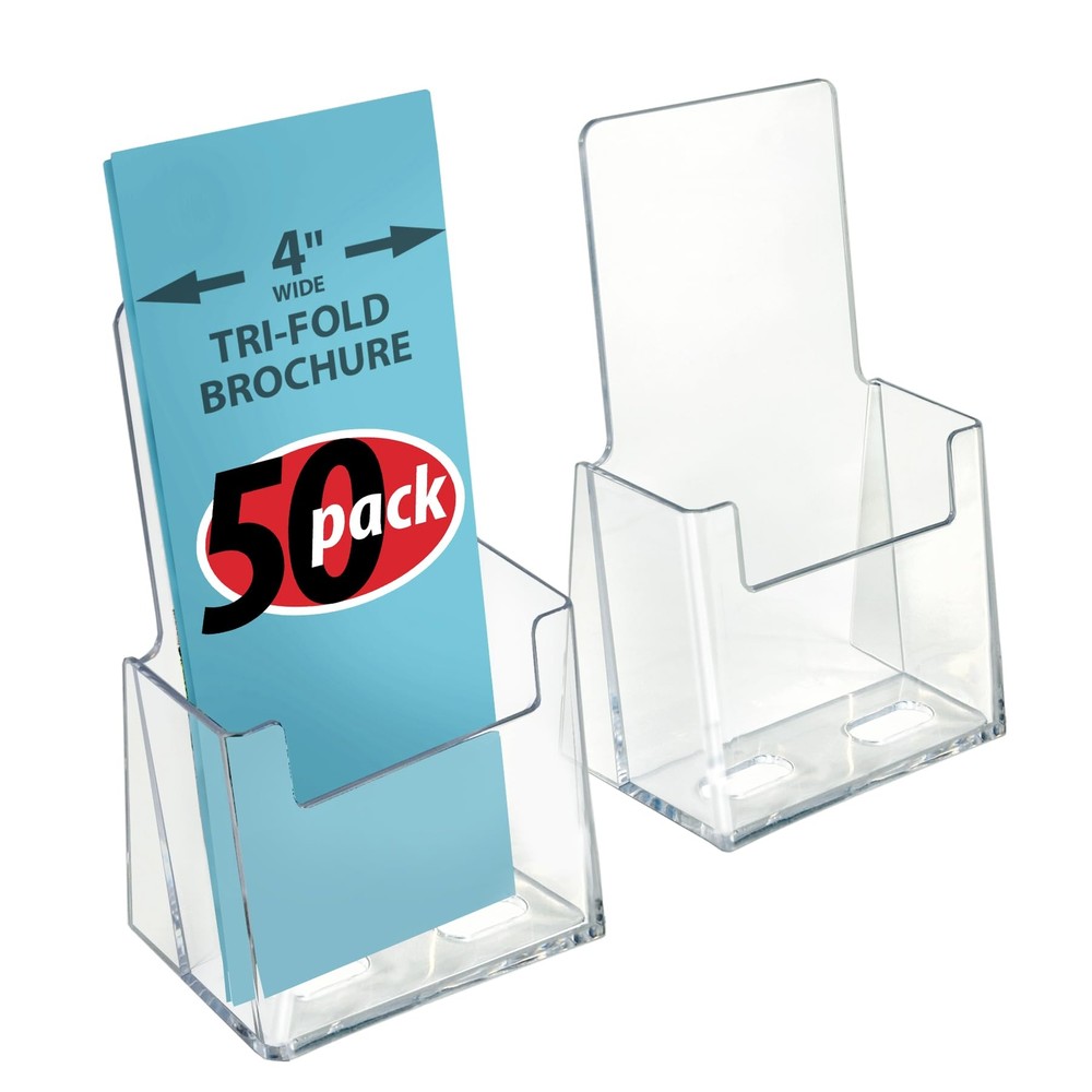 Azar Displays - 252012-50pk Clear Acrylic Trifold Literature Brochure Holder ...