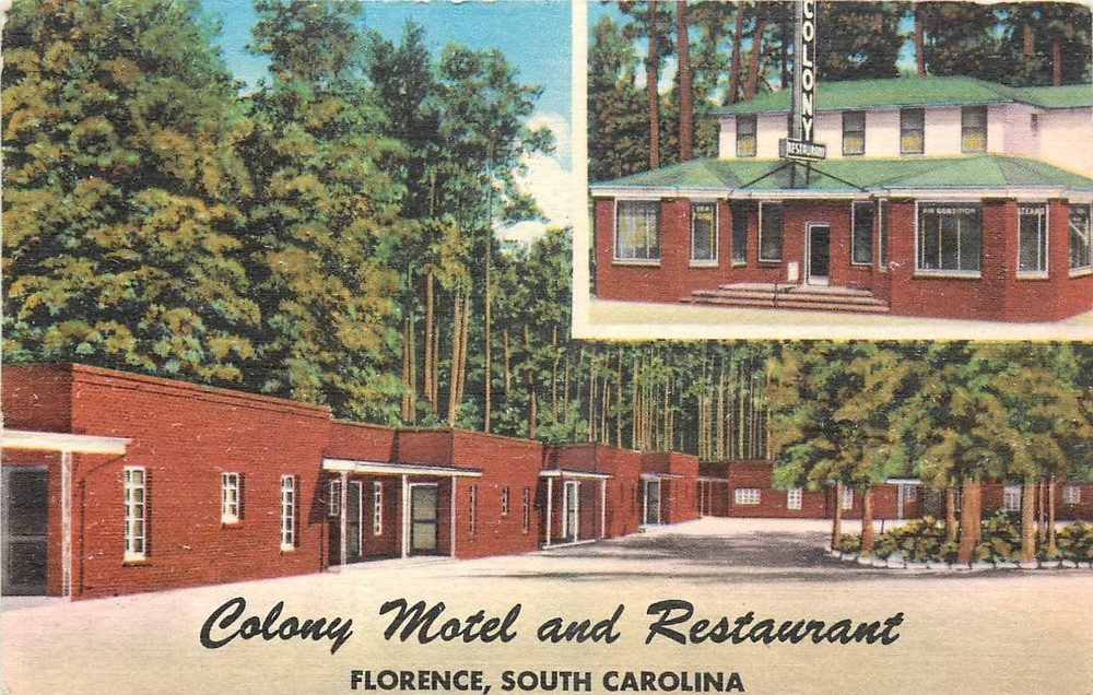 1940s Florence South Carolina Colony Motel occupation Postcard 25-8451